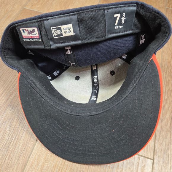 New Era 59Fifty Houston Astros Hat 7 5/8 Authentic On-Field MLB Cap Blue Orange - Picture 6 of 6